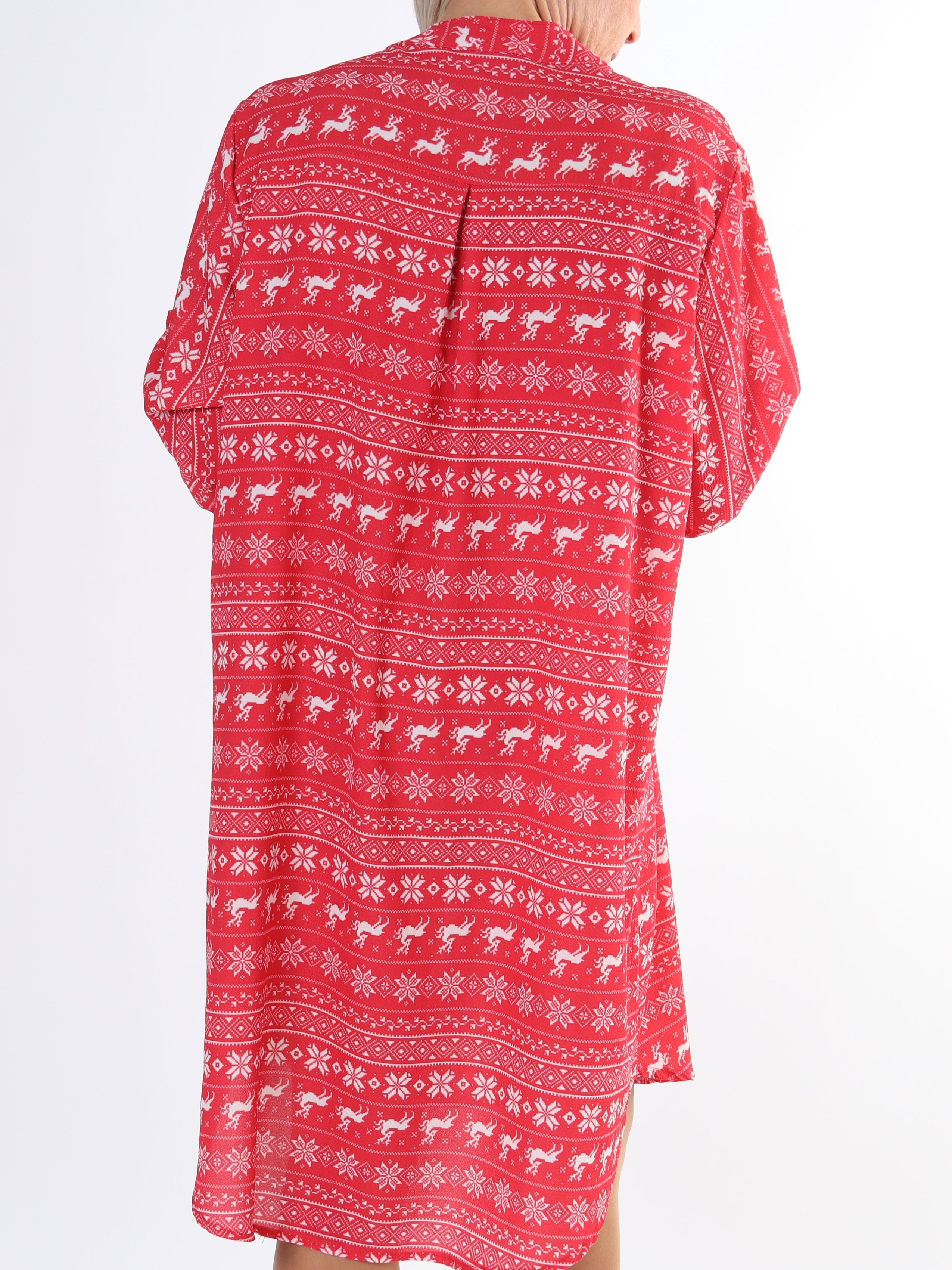 Vanesa Christmas Dress - Skjortklänning i plus size med julmönster